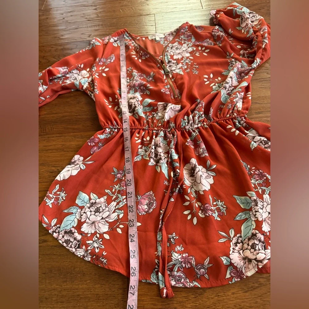 Stella Tweed Floral‎ Zipper Blouse
